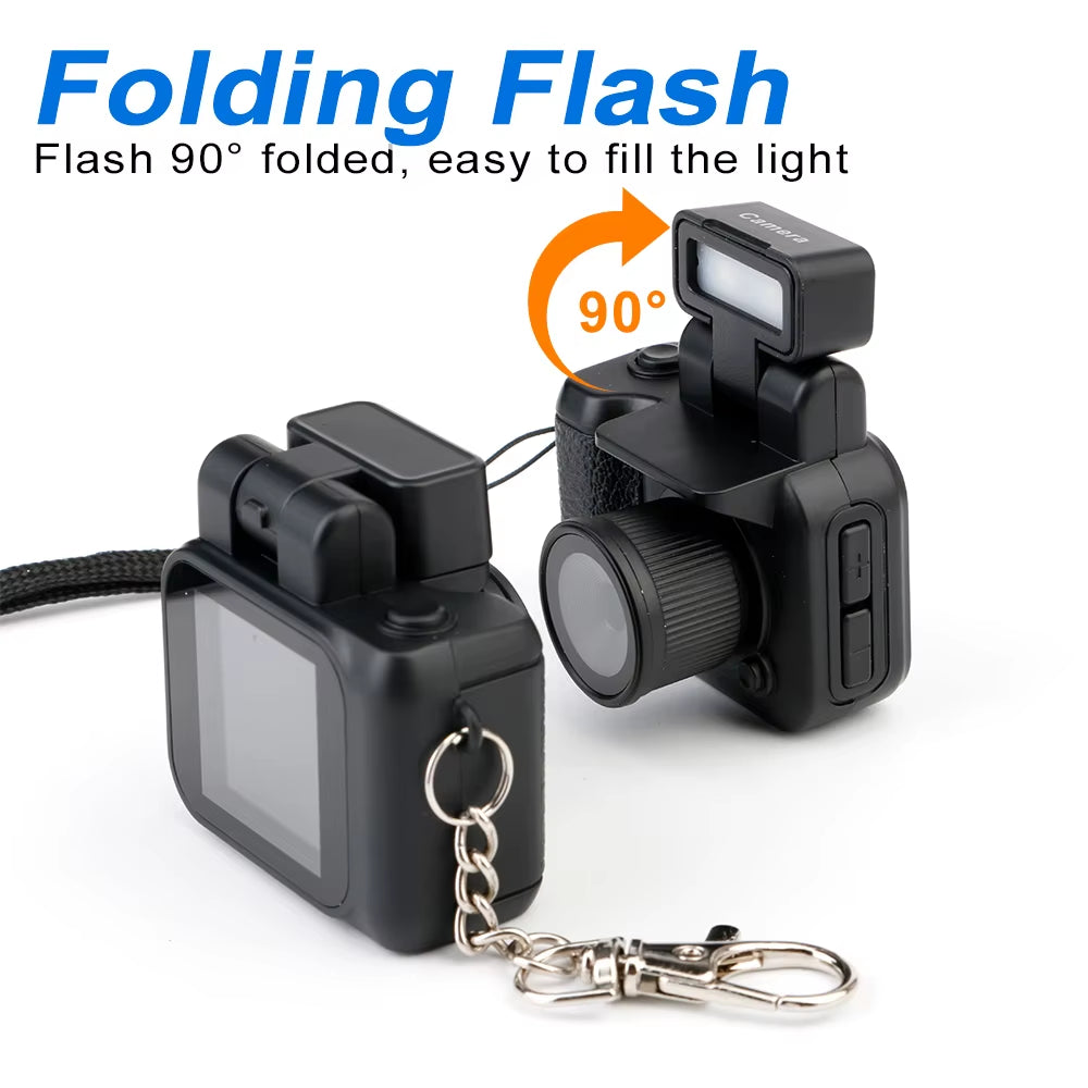Y4000 HD 1080P Mini Camera with Flash Lamp and Battery Dock Portable Video Recorder DV with LCD Screen Kids Campus Retro Camera