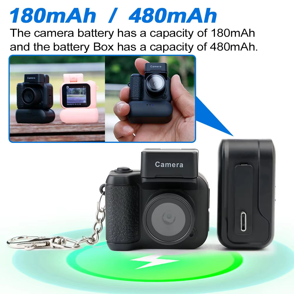 Y4000 HD 1080P Mini Camera with Flash Lamp and Battery Dock Portable Video Recorder DV with LCD Screen Kids Campus Retro Camera