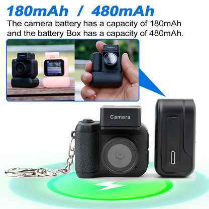 Y4000 HD 1080P Mini Camera with Flash Lamp and Battery Dock Portable Video Recorder DV with LCD Screen Kids Campus Retro Camera