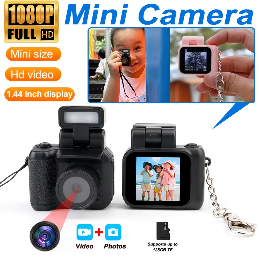 Y4000 HD 1080P Mini Camera with Flash Lamp and Battery Dock Portable Video Recorder DV with LCD Screen Kids Campus Retro Camera