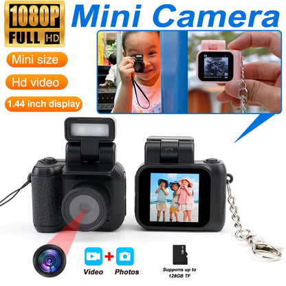 Y4000 HD 1080P Mini Camera with Flash Lamp and Battery Dock Portable Video Recorder DV with LCD Screen Kids Campus Retro Camera
